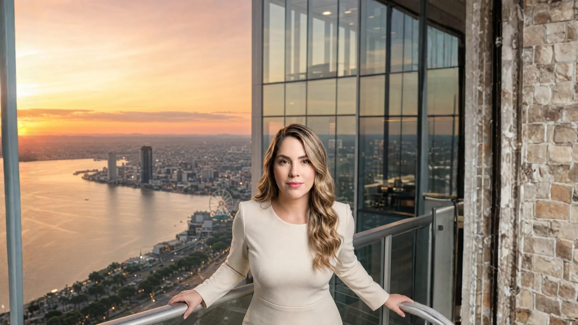 Lorena Intriago con vista a la ciudad
